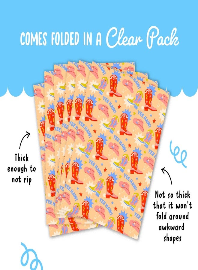 CENTRAL 23 Cowboy Wrapping Paper - 6 Sheets Of Funny Gift Wrap - Yeehaw! - Boots And Hats - For Men Women Boys Girls - Birthday Anniversary Bridal Shower - Recyclable - Image 4